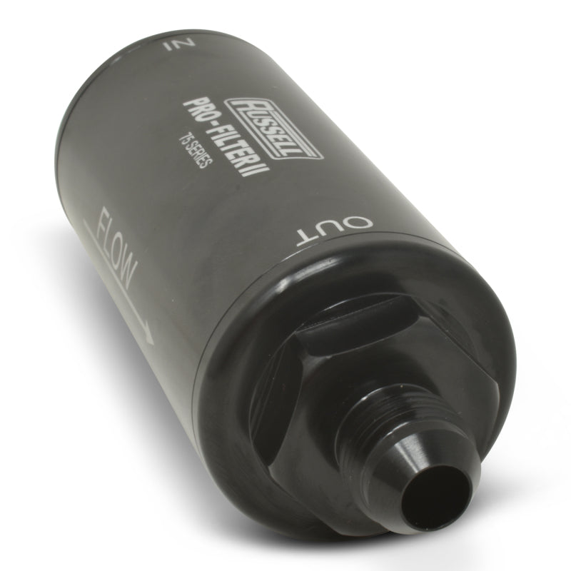 Russell Performance ProFilter 2 Fuel Filter 6 1/4in Long 10 Micron 10AN Male In/Out - Black 751001 751001 360 Degree Image Set