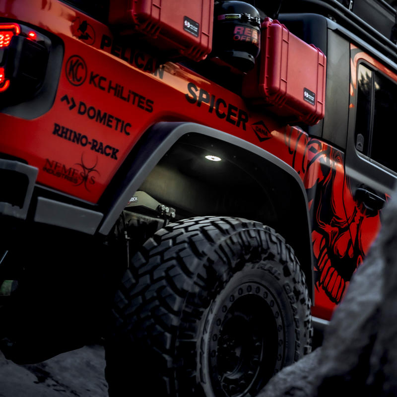 KC HiLiTES Cyclone V2 LED - Rock Light - 6-Light System - Clear - 5W Flood Beam 91040 91040 Photo - lifestyle view