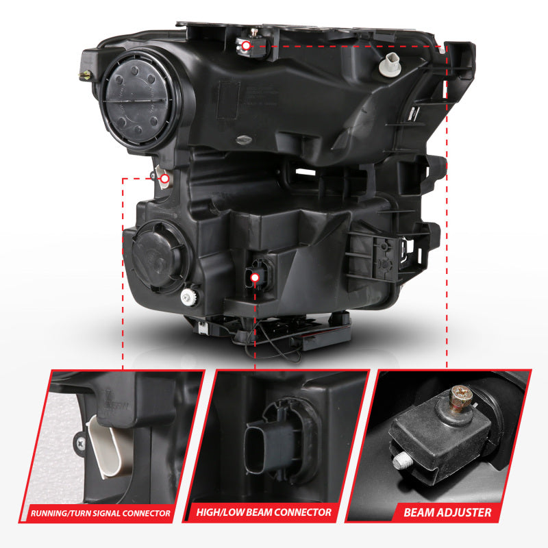 ANZO 15-17 Ford F-150 (Factory Halogen Model ONLY) Full LED Proj Headlights Init/SeqSig Black- Pair 111630A 111630A User 1