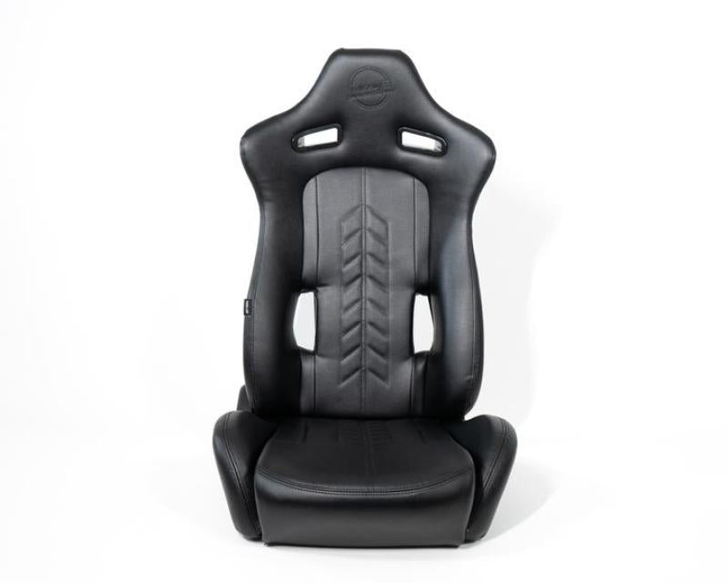 NRG "The Arrow" Sports Vinyl Seat Black w/ Black Stitch plus Pressed RSC-810BK L/R User 1