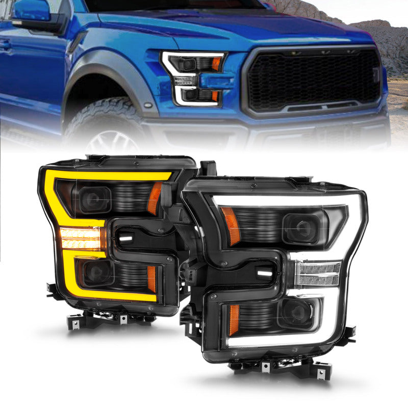 ANZO 15-17 Ford F-150 LED Projector Headlights - w/ Light Bar Switchback Black Housing 111547 111547 Photo - Primary