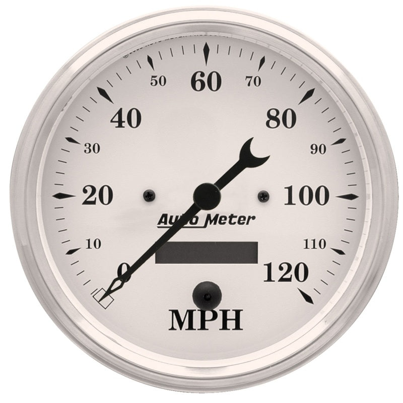 Autometer Gauge, 5" Speedometer, 0-120 MPH, Electric, Old-Tyme White 1689 Photo - Primary