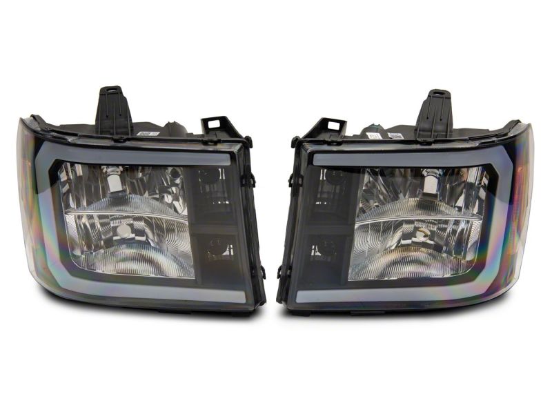 Raxiom 07-13 GMC Sierra 1500 Axial Series Headlights w/ LED Bar- Blk Housing (Clear Lens) S531791 S531791 Photo - Close Up