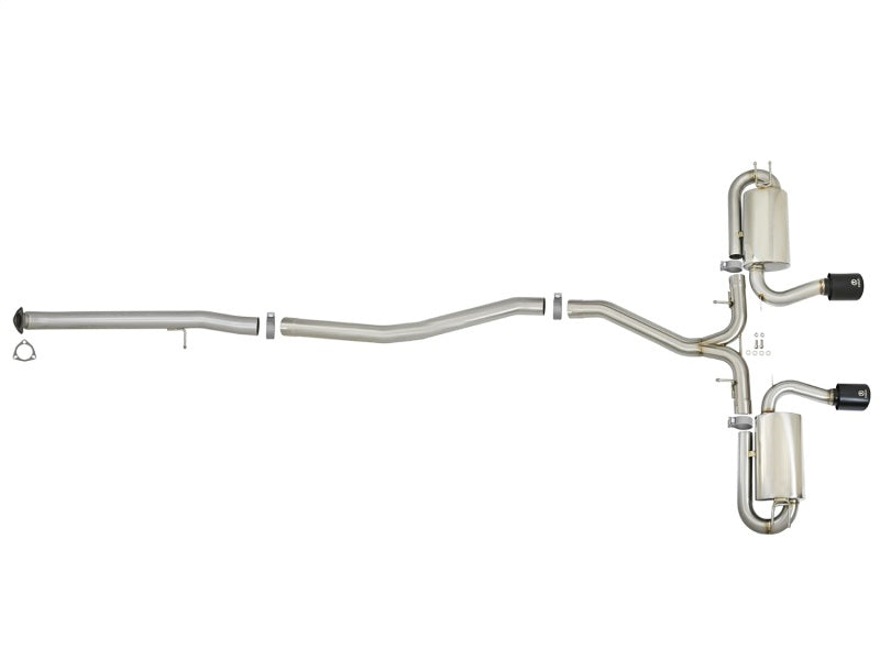 aFe Cat-Back Exhaust System w/ Dual Center, Takeda 3in 304 Stainless Steel 49-36618-B Photo - Unmounted
