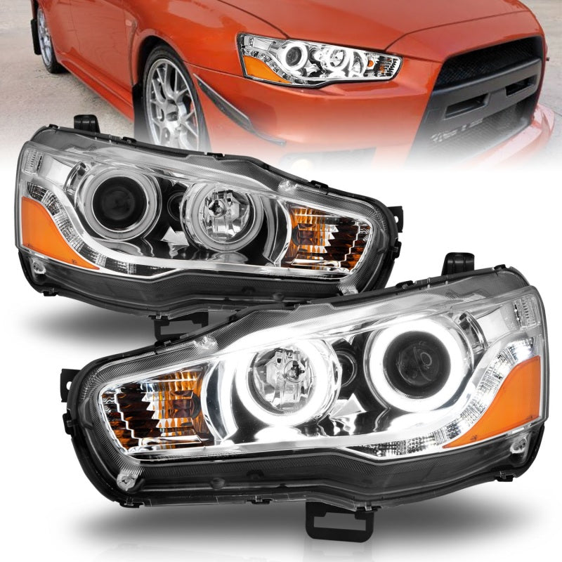 Anzo 2008-2015 Mitsubishi Lancer Projector Headlights w/ Halo Chrome (CCFL) 121427 Photo - Primary