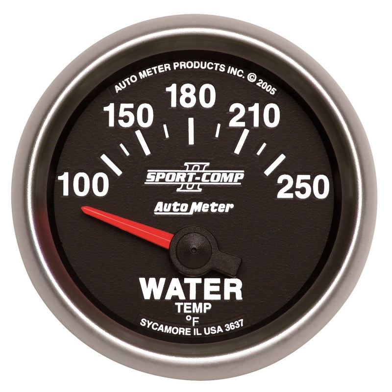 Autometer Gauge, Water Temp, 2 1/16", 100-250 Deg F, Electric, Sport-Comp II 3637 Photo - Primary