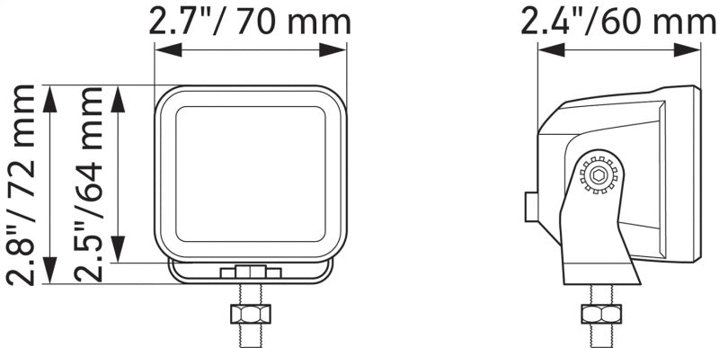 Hella Universal Black Magic 2.7in L.E.D. Cube Kit - Flood Beam 358176801 358176801 Technical Drawing