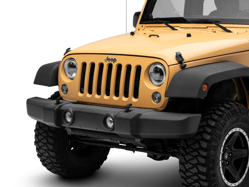 Raxiom 97-18 Jeep Wrangler TJ/JK 7-Inch LED Headlights w/ Halos- Black Housing (Clear Lens) J155018 J155018 Photo - Close Up