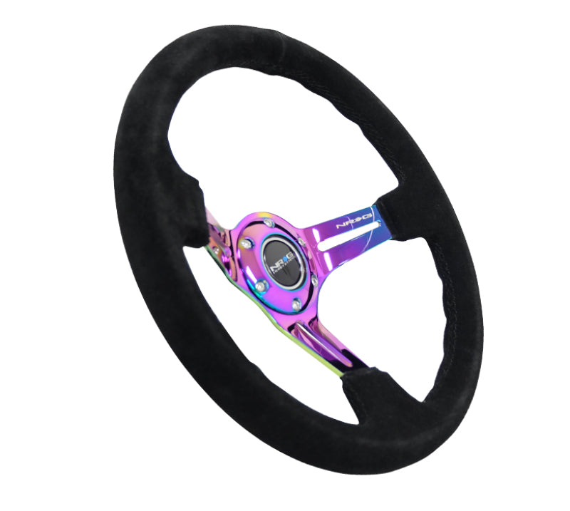 NRG 350mm Suede Steering Wheel Neochrome Spoke with Black Stitching RST-018S-MCBS Photo - Primary