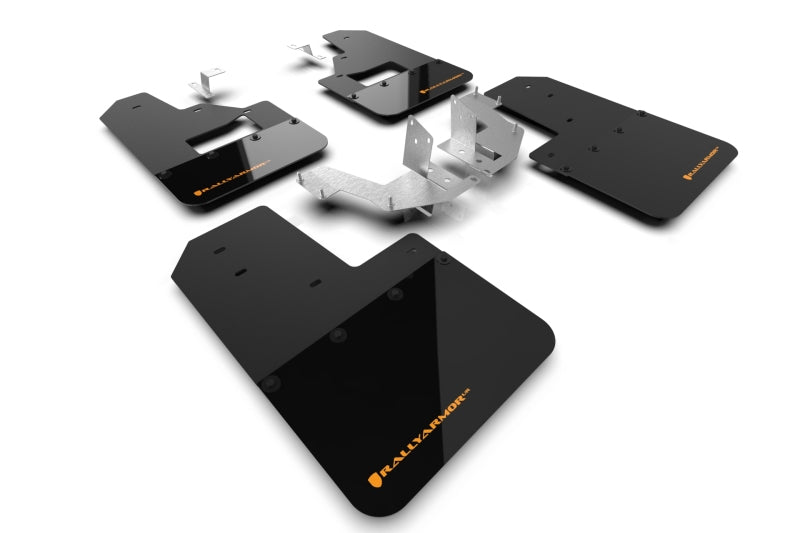 Rally Armor 21-22 Ford Bronco (Plstc Bmpr + RB - NO Rptr/Sprt) Blk Mud Flap w/Cy Orange Logo MF85-RB-PL-COR MF85-RB-PL-COR Photo - Primary