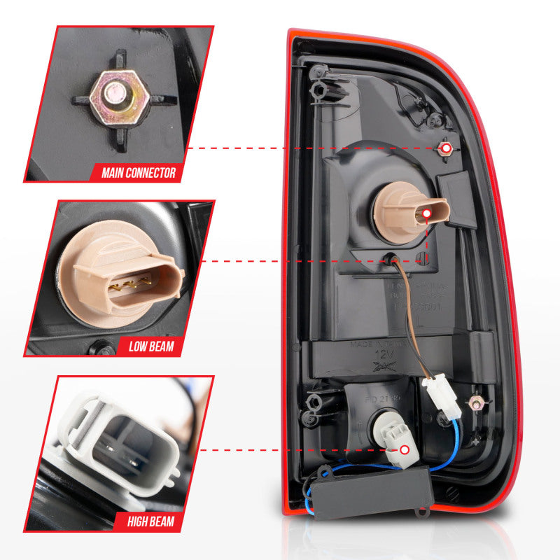 ANZO 2008-2016 Ford F-250 LED Taillights Chrome Housing Red/Clear Lens (Pair) 311358 311358 Photo - Unmounted