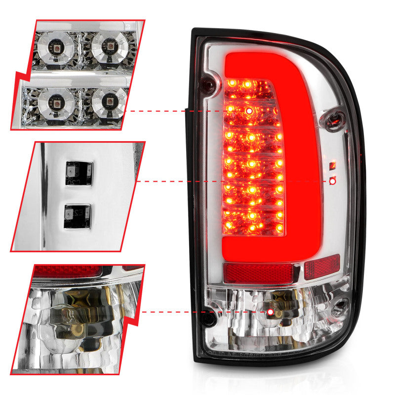 ANZO 1995-2004 Toyota Tacoma LED Taillights Chrome Housing Clear Lens (Pair) 311355 311355 Photo - Unmounted
