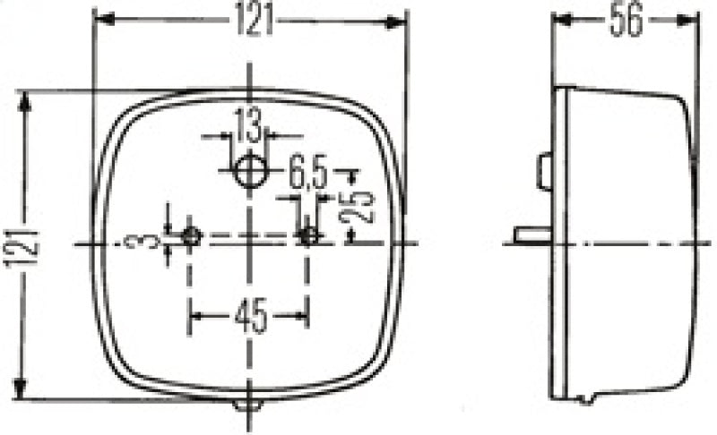 Hella 2578 Stop / Turn / Tail / License Plate Lamp 002578701 002578701 Technical Drawing