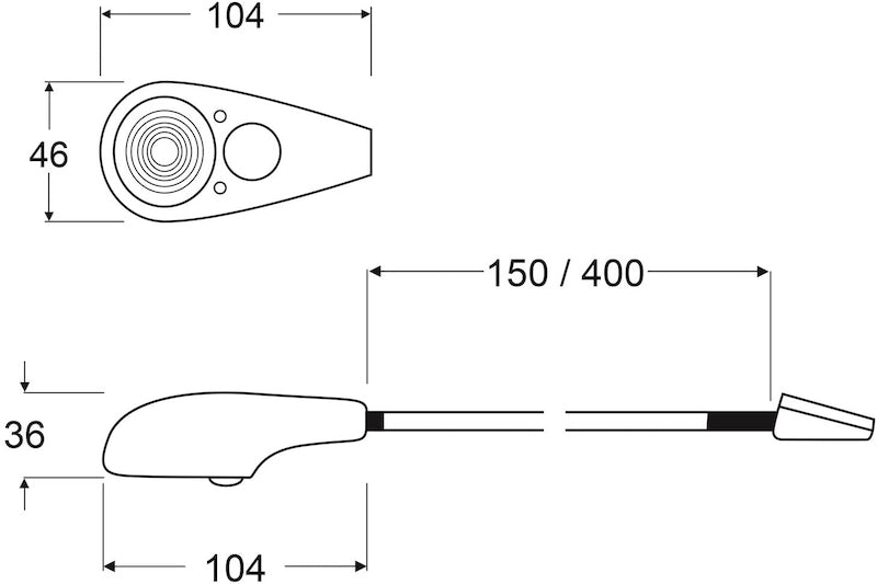 Hella White / Red LED Flexi Chart Table Lamp W/ 16 in. Shaft 9-31VDC - Black 343720622 Technical Drawing