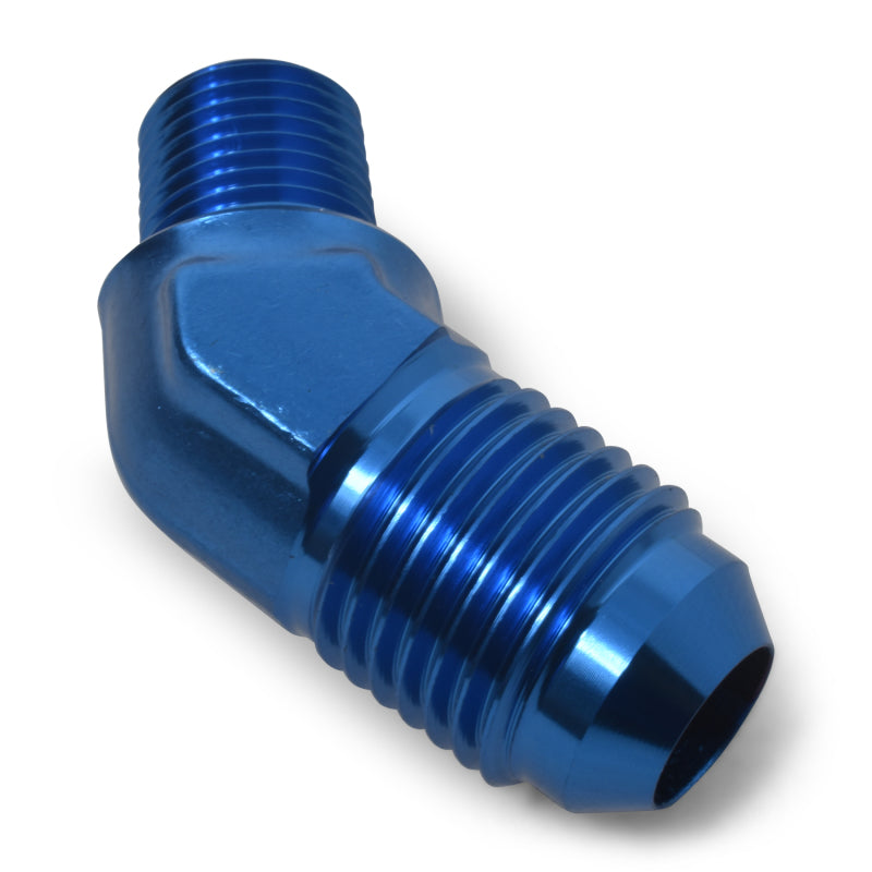 Russell -6 AN 45° Flare to Pipe Adapter (Blue Finish) 660100 Photo - out of package