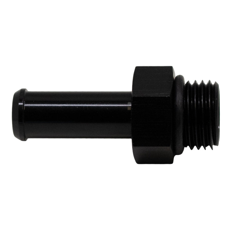 DeatschWerks 6AN ORB Male to 3/8in Male Barb Fitting (Incl O-Ring) - Anodized Matte Black 6-02-0504-B 6-02-0504-B Photo - Primary
