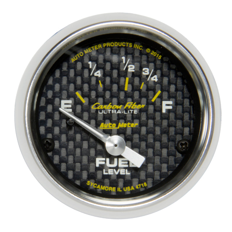 Autometer Carbon Fiber Gauge Fuel Level 2 1/16in 16e To 158f Elec Carbon Fiber 4718 4718 Photo - Primary