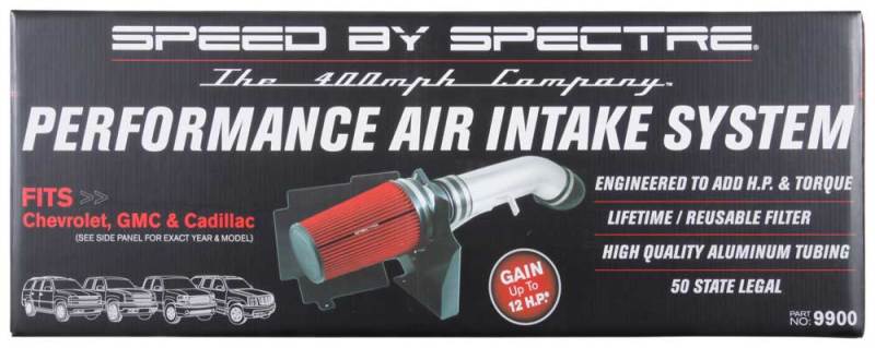Spectre 99-07 GM Truck V8-4.8/5.3/6.0L F/I Air Intake Kit - Clear Anodized w/Red Filter 9900 9900 Photo - in package