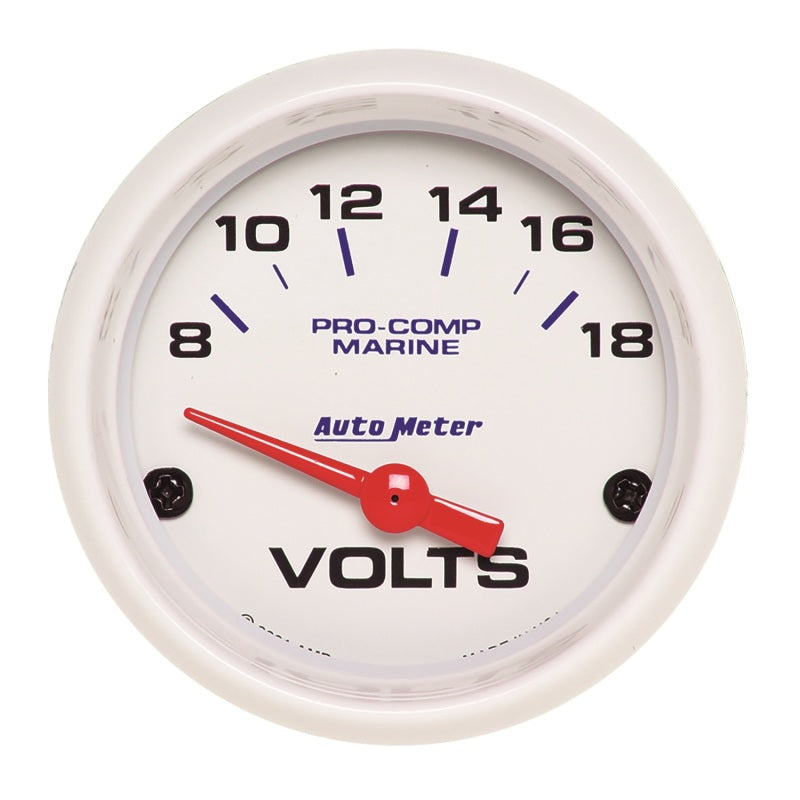 Autometer Gauge, Voltmeter, 2 1/16", 18V, Electric, Marine White 200756 Photo - Primary