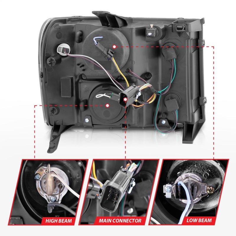 Anzo 2007-2013 Gmc Sierra 1500 Projector Headlights w/ Halo Black 111125 Photo - Unmounted