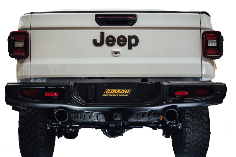 Gibson 2020 Jeep Gladiator JT Rubicon 3.6L 3in/2.5in Cat-Back Dual Split Exhaust - Black Elite 617410B 617410B Illustration Guide