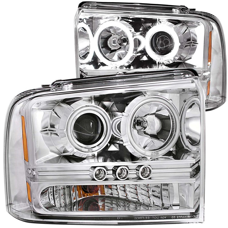 Anzo 2005-2007 Ford Excursion Projector Headlights w/ Halo Chrome w/ LED St 111118 Photo - Primary