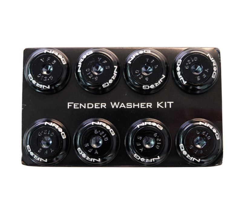 NRG Fender Washer Kit, Set of 8, Black w/ Color Matched Bolts, Rivets FW-800BK Photo - Primary