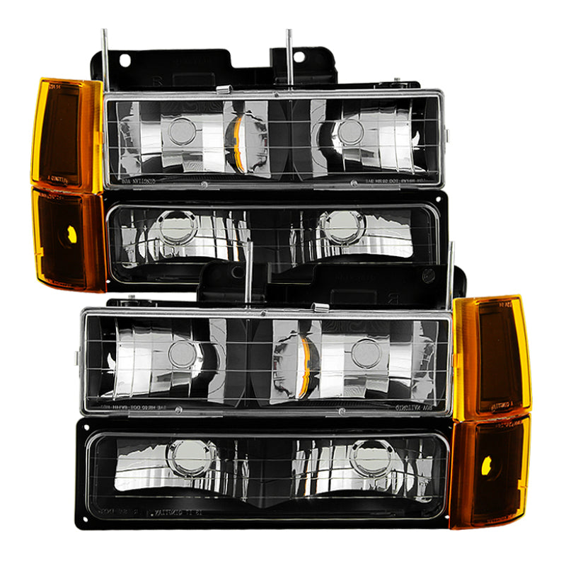 SPYDER Xtune GMC Yukon 94-99 Headlights w/ Corner & Parking Lights 8pcs Sets -Black HD-JH-GCK94-AM-BK-SET 9034442 9034442 Photo - Primary
