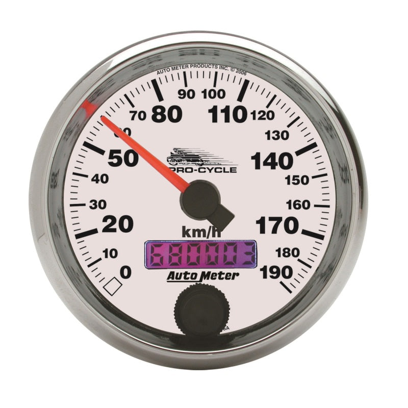 Autometer Pro-Cycle Gauge Speedo 2 5/8in 190 Kmh Elec White 19341-M 19341-M Photo - Primary