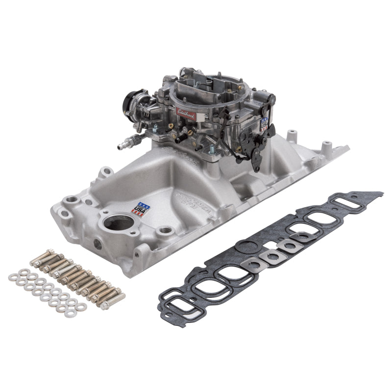 Edelbrock Manifold And Carb Kit Performer RPM Big Block Chevrolet Oval Port Natural Finish 2062 2062 Photo - out of package
