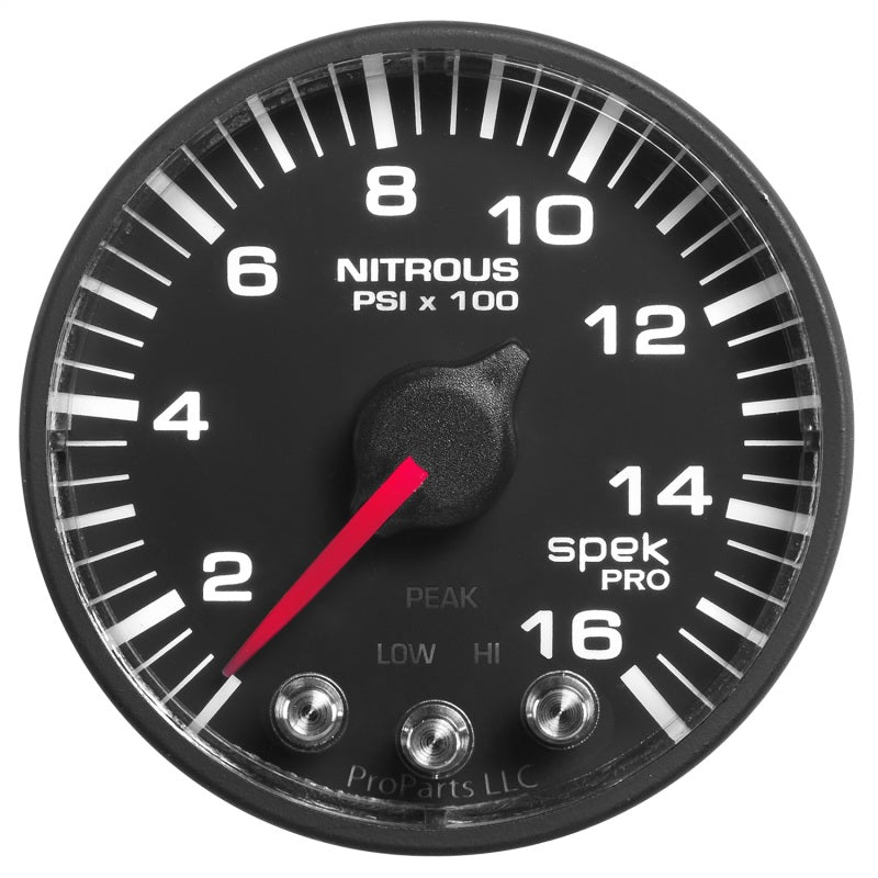 Autometer Spek-Pro Gauge Nitrous Press 2 1/16in 1600psi Stepper Motor W/Peak & Warn Blk/Blk P320328 P320328 User 1