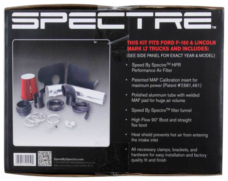 Spectre 04-08 Ford F150 V8-5.4L F/I Air Intake Kit - Clear Anodized w/Red Filter 9925 9925 Photo - in package