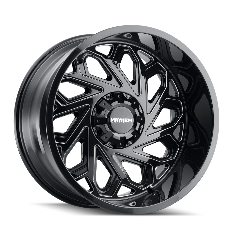 Mayhem 8112 Essex 22x12 / 6x135 BP / -51mm Offset / 106mm Hub Black w/ Milled Spokes Wheel 8112-22237BM 8112-22237BM Photo - Primary