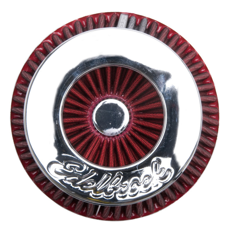 Edelbrock Air Filter, Pro-Flo Series, Conical, 10" Tall, Red/Chrome 43691 Photo - out of package