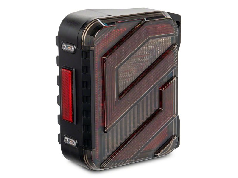 Raxiom 07-18 Jeep Wrangler JK Axial Series Trident LED Tail Lights- Blk Housing (Clear Lens) J173719 J173719 Photo - Close Up