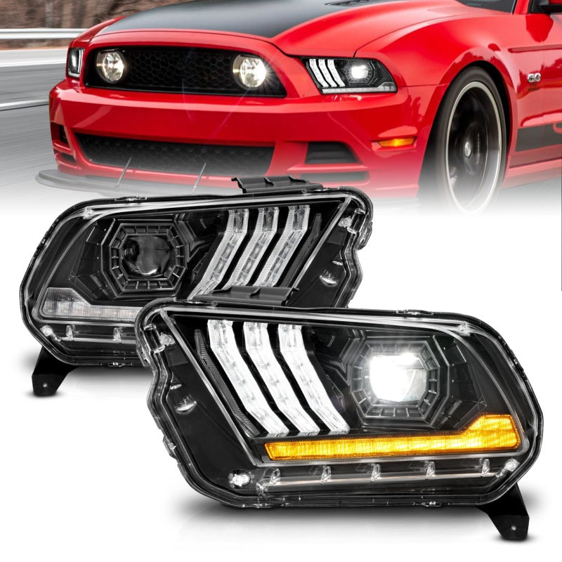 ANZO 13-14 Ford Mustang (w/ Factory HID/Xenon HL only) Projector Headlights w/Light Bar Black 121572 121572 Photo - Primary