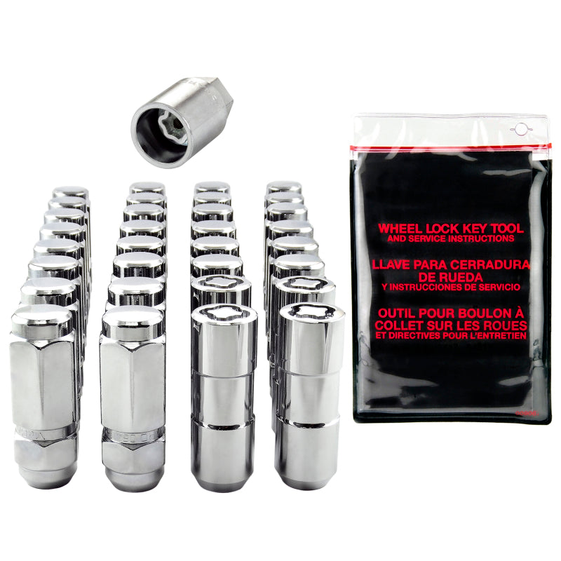 McGard 8 Lug Hex Install Kit w/Locks (Cone Seat Nut / Duplex) 9/16-18 / 7/8 Hex / 2.5in L - Chrome 84834 84834 Photo - out of package