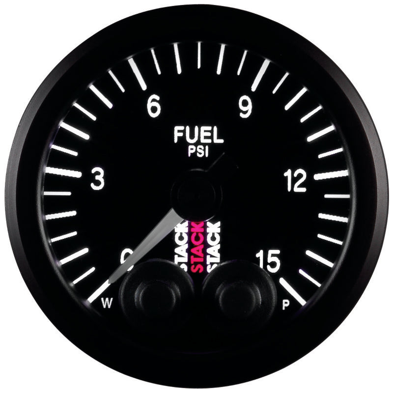 Autometer Stack 52mm 0-15 PSI 1/8in NPTF Male Pro-Control Fuel Pressure Gauge - Black ST3504 ST3504 Photo - Primary