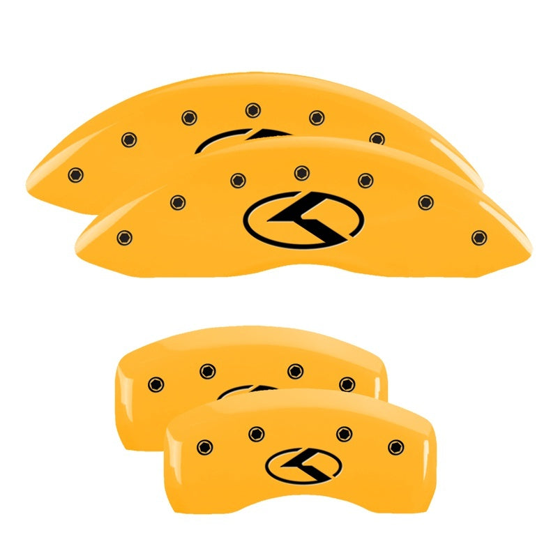 MGP 4 Caliper Covers Engraved Front & Rear Circle K/Kia Yellow finish black ch 21183SCRKYL 21183SCRKYL Photo - Primary