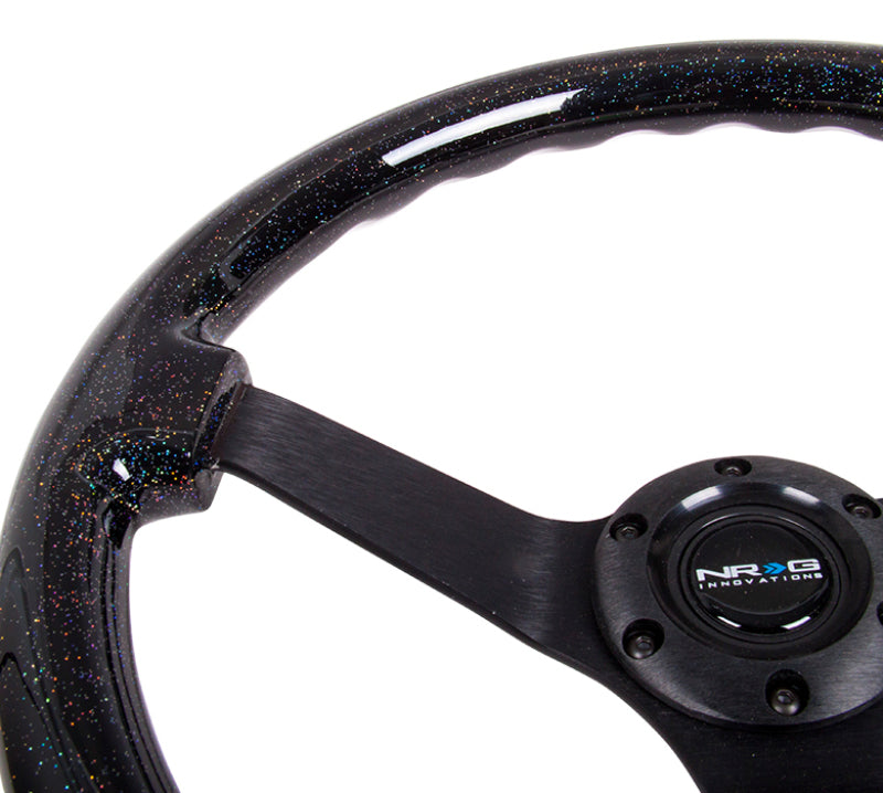 NRG Reinforced Steering Wheel (350mm / 3in Deep) Classic Blk Sparkle Wood Grain w/Blk 3-Spoke Center RST-036BSB-BK RST-036BSB-BK User 1