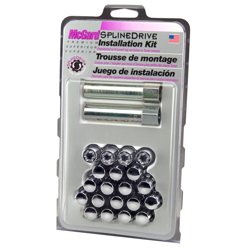 McGard SplineDrive Tuner 5 Lug Install Kit w/Locks & Tool (Cone) M12x1.25 / 13/16 Hex - Chrome (CS) 65554CN 65554CN Photo - Primary