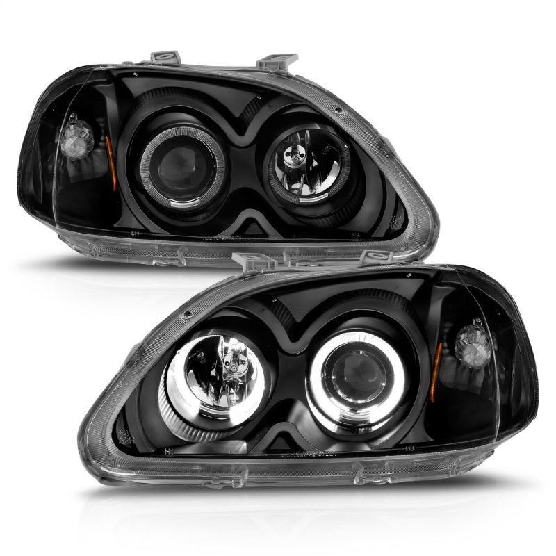 Anzo 1996-1998 Honda Civic Projector Headlights w/ Halo Black 121068 Photo - Unmounted