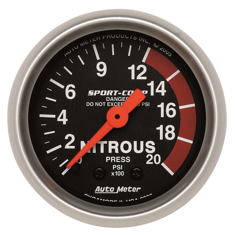Autometer t Comp 3328 2" Nitrous 0-2000 PSI Mechanical Gauge 3328 Photo - Primary