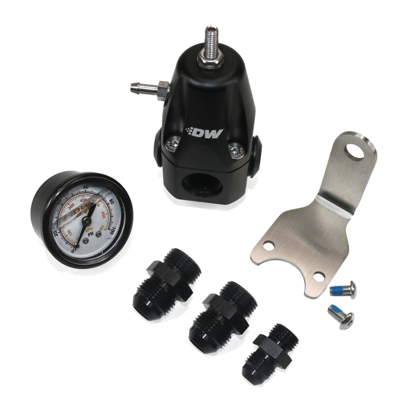 DeatschWerks DWR1000 AFPR + Pressure Gauge + 8AN & 6AN Fittings - Anodized Black 6-1000-FRB-86 6-1000-FRB-86 Photo - Primary