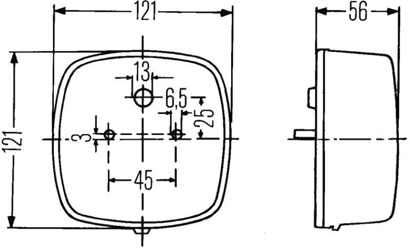 Hella 2578 Stop / Turn / Tail / License Plate Lamp 002578701 002578701 Technical Drawing
