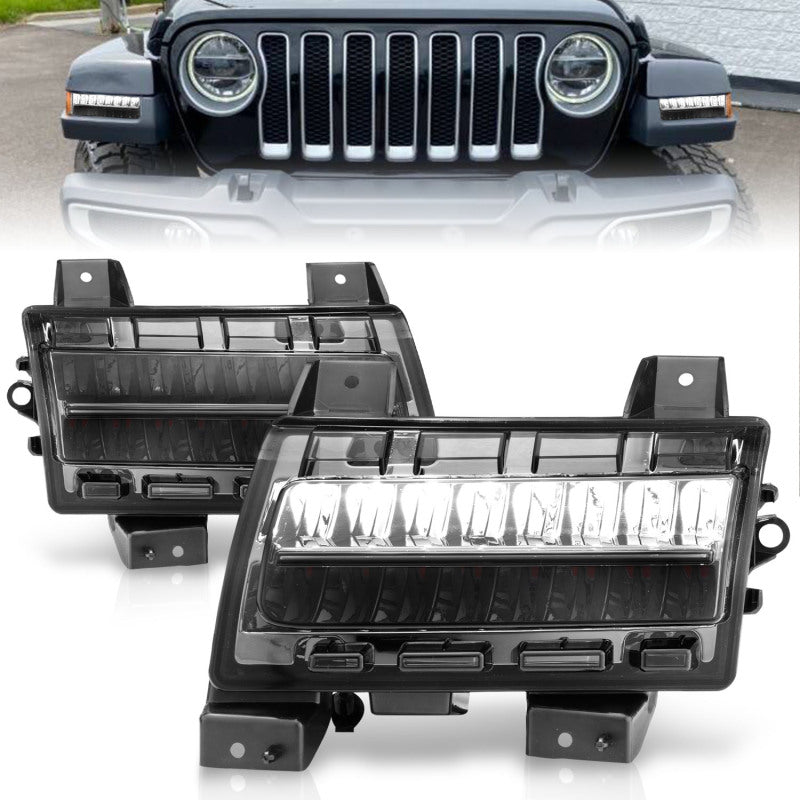 ANZO 2018-2021 Jeep Wrangler LED Side Markers Chrome Housing Smoke Lens w/ Seq. Signal Sport Bulb 511085 511085 Photo - Primary