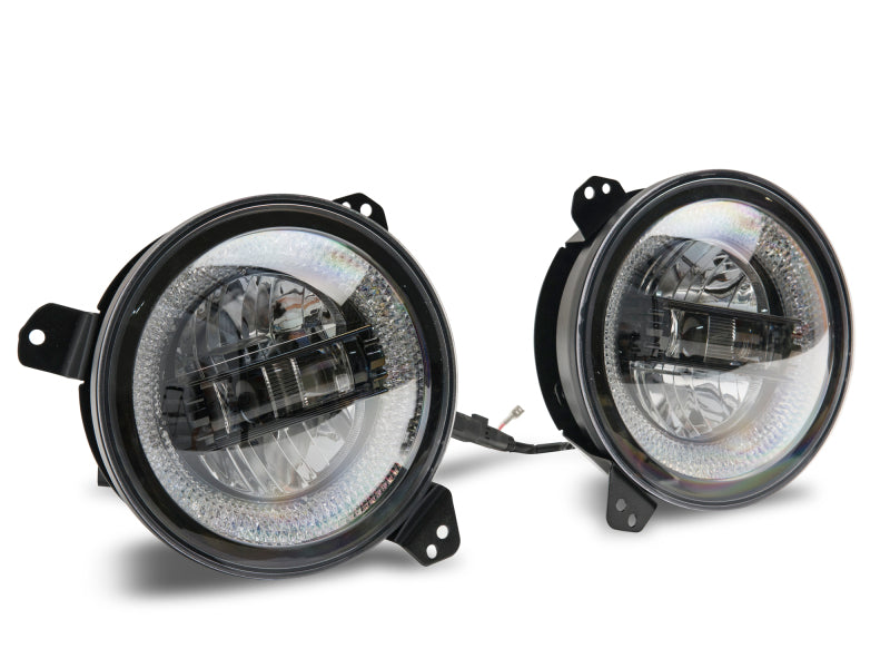 Raxiom 18-22 Jeep Wrangler JL/JT Axial Series LED Headlights- Black Housing (Clear Lens) J133763 J133763 Photo - Close Up