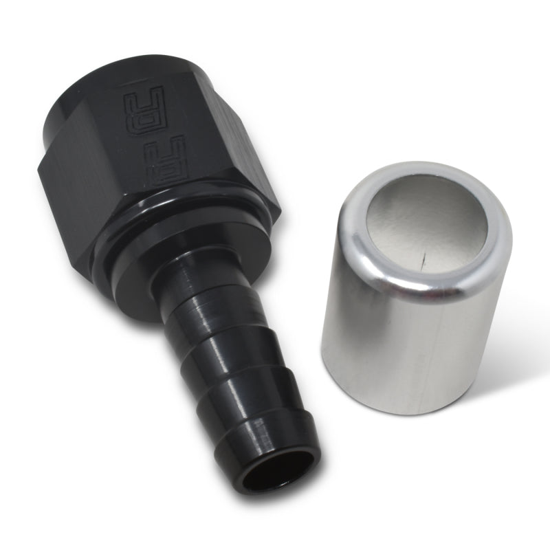 Russell Crimp-On Straight Hose End - Black / Silver 610403 Photo - out of package