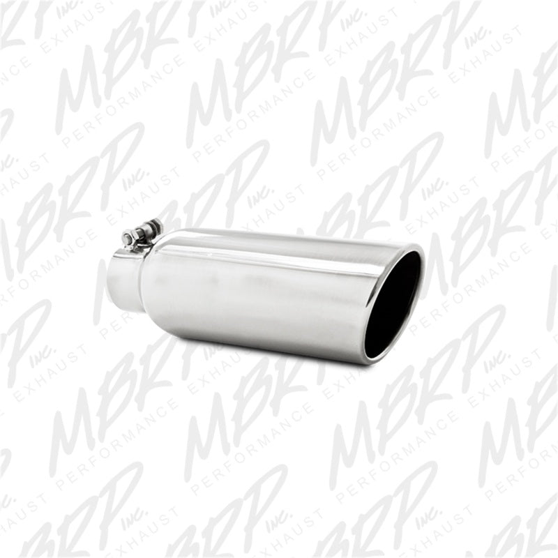 MBRP Universal Tip 4in OD 2.5in Inlet 12in Length Angled Cut Rolled End T5150 Photo - Primary