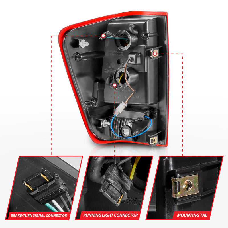 ANZO 04-15 Nissan Titan Full LED Tailights Chrome Housing Red/Clear Lens 311422 311422 Photo - Unmounted